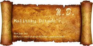 Malitsky Ditmár névjegykártya